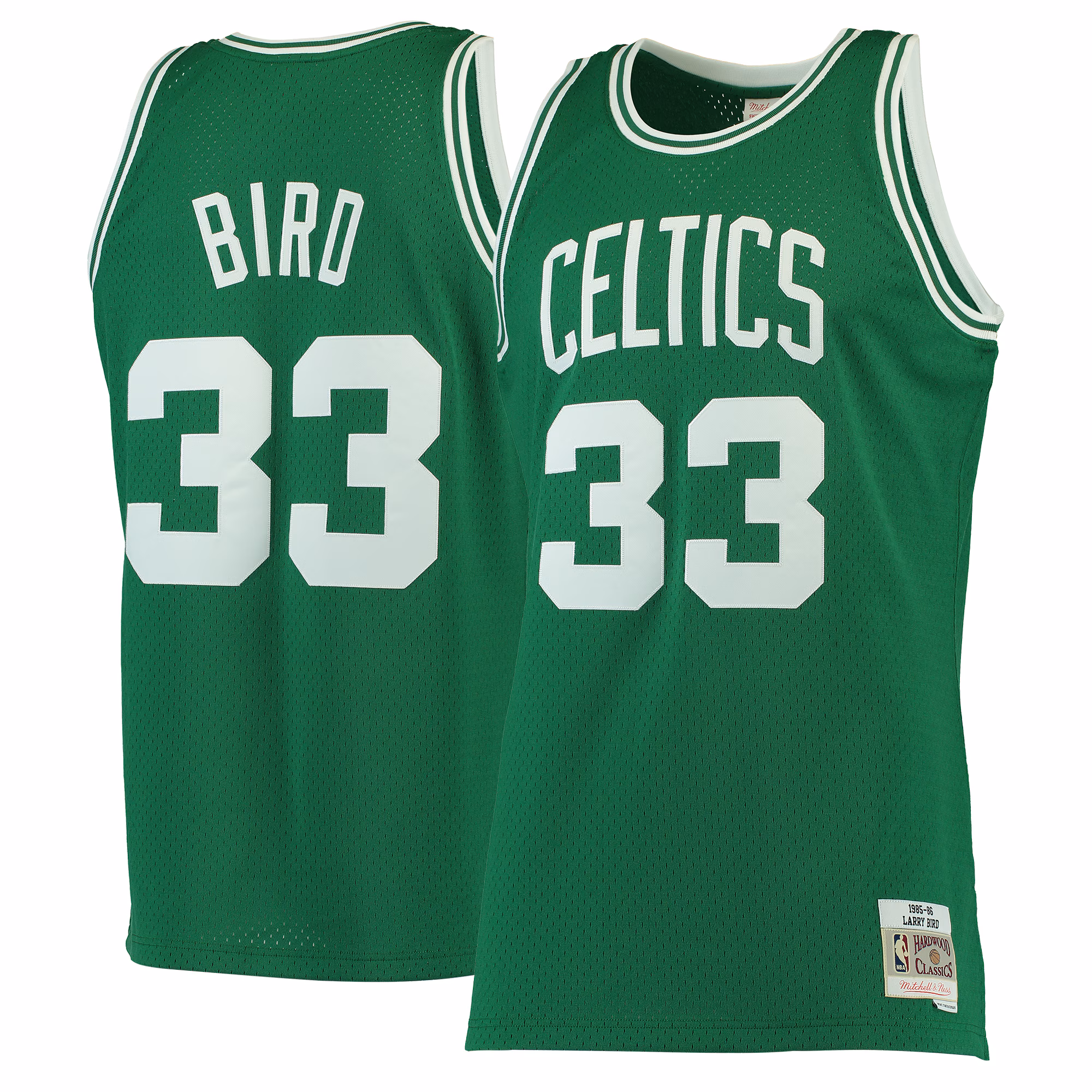 Men's Mitchell & Ness Larry Bird Kelly Green Boston Celtics 1985-86 Hardwood Classics Swingman Jersey