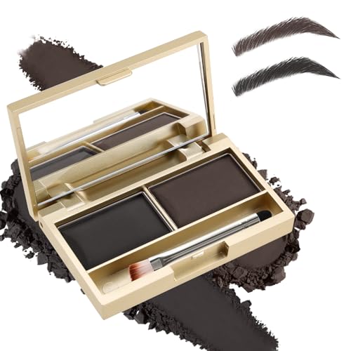 Eyebrow Powder Kit, 2-color Waterproof Eyebrow Palette Makeup to Definer & Filler Brows, Eyebrow Color Powder Shape Natural Looking Brow - with Mirror Brush