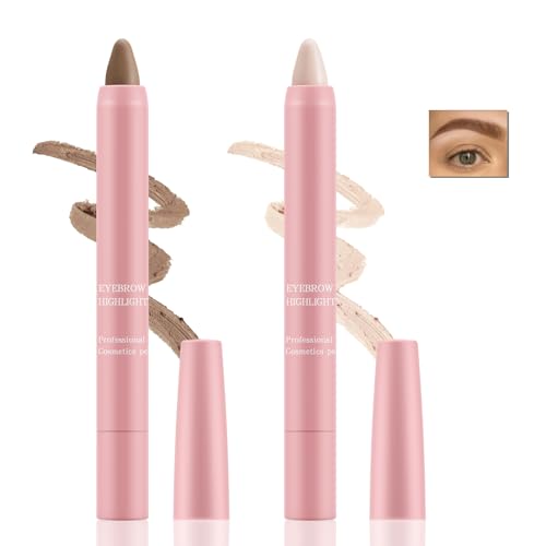 Eyebrow Highlighter, High Contour Brow Pencil and Highlighter Combo, Dual Colour Brow Highlighter, Creamy Illuminating Brow Pen, Creates Natural Looking Eyebrows