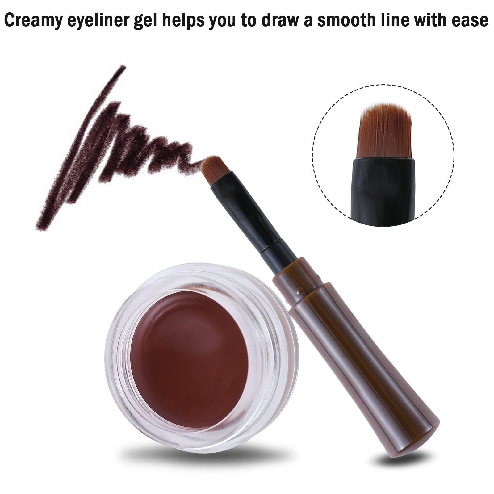 Eyeliner Waterproof Gel Eyeliner Smudge-proof Eye Liner Gel Makeup High Pigment Eye Makeup Set Easy to Apply Long-lasting For All Day