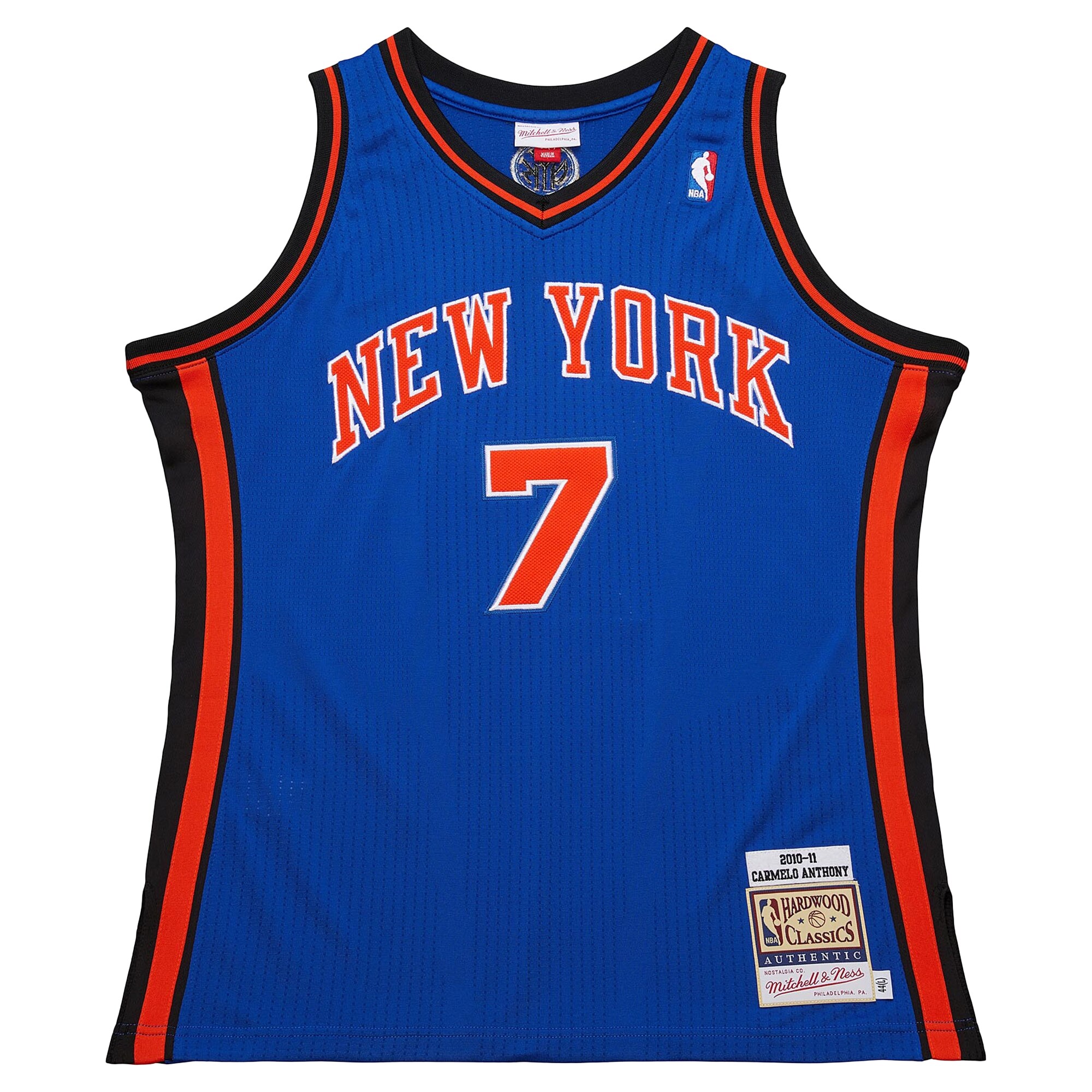 Men's Mitchell & Ness Carmelo Anthony Blue New York Knicks 2010/11 Hardwood Classics Authentic Jersey