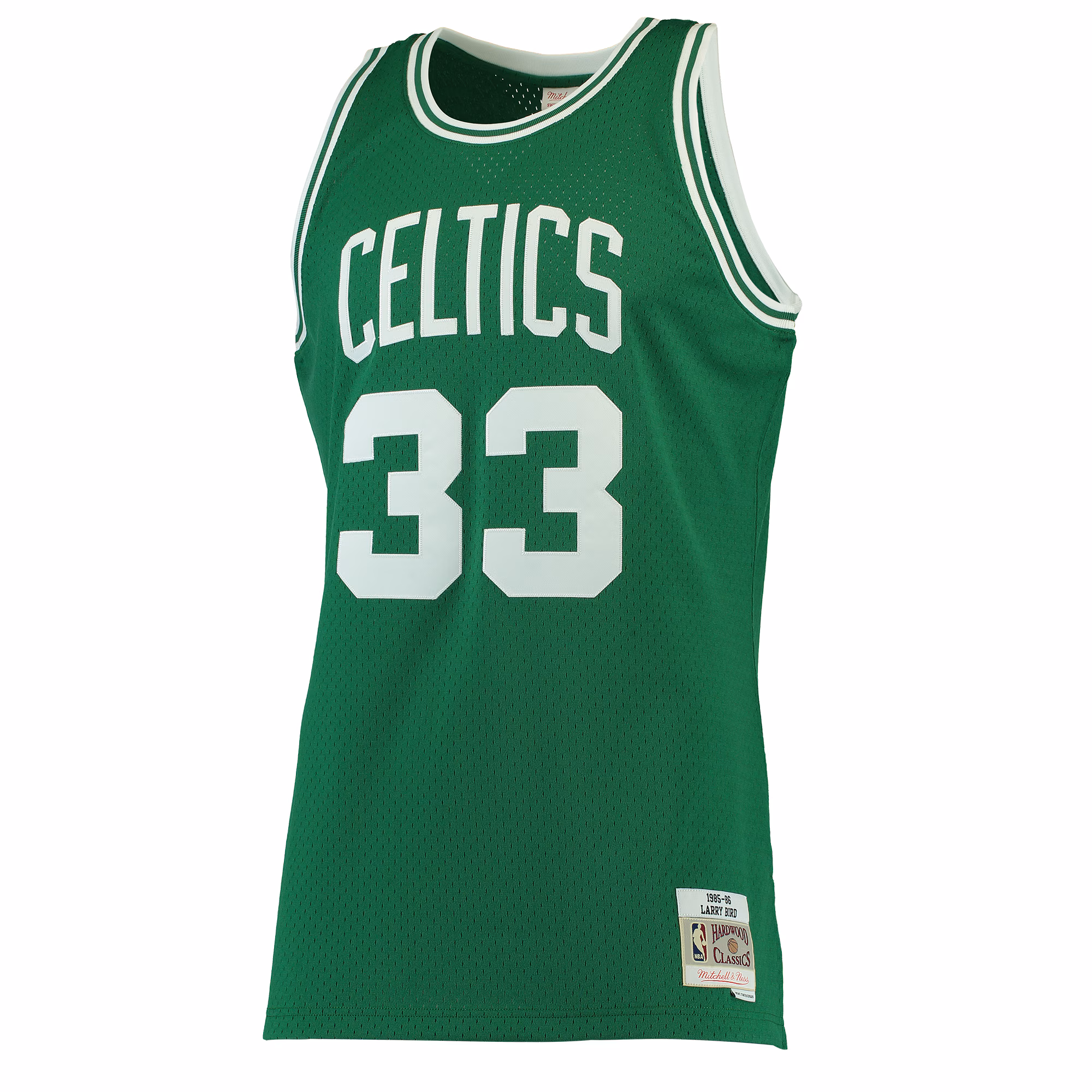 Men's Mitchell & Ness Larry Bird Kelly Green Boston Celtics 1985-86 Hardwood Classics Swingman Jersey