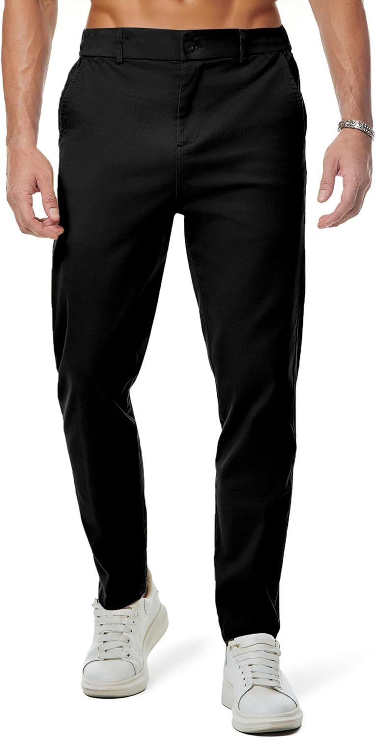 Men's Casual Stretch Waist Tapered Trousers