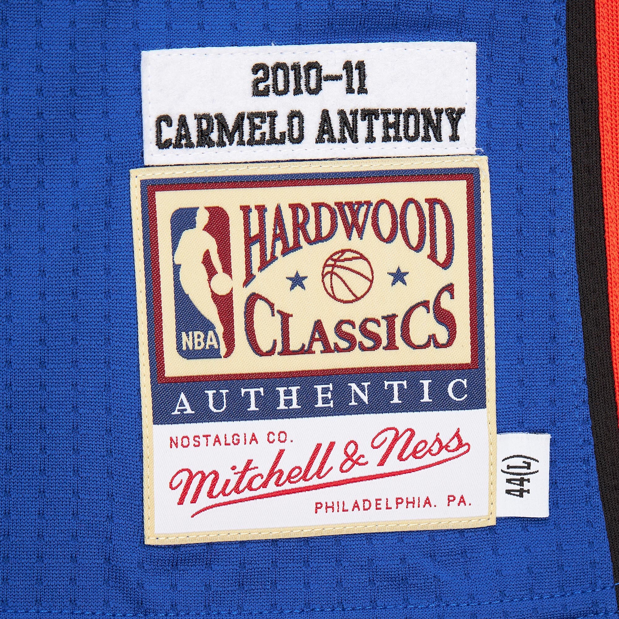 Men's Mitchell & Ness Carmelo Anthony Blue New York Knicks 2010/11 Hardwood Classics Authentic Jersey