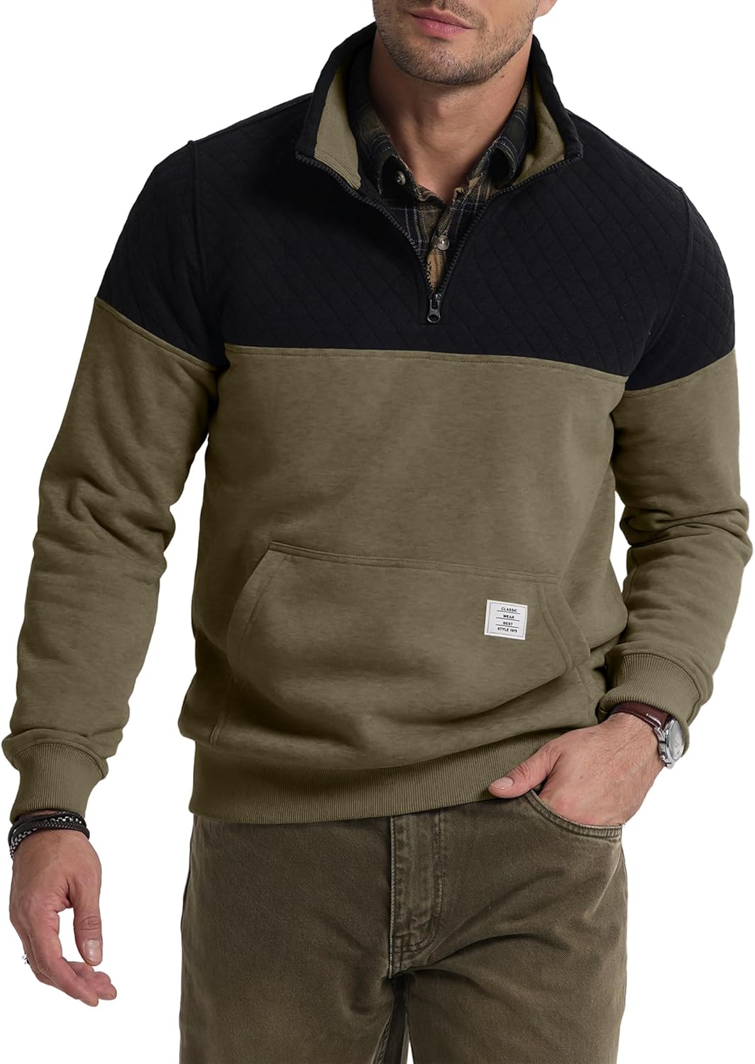 patchwork hooded sweater