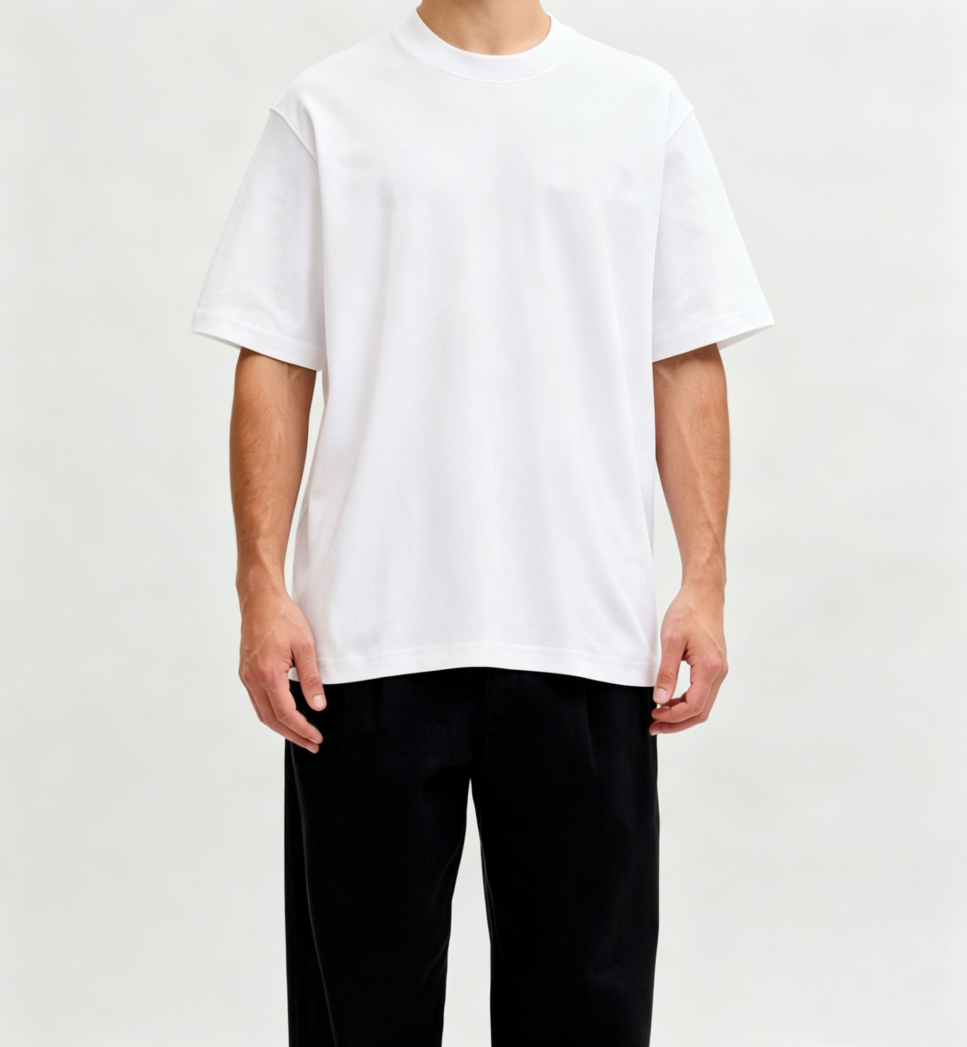 White crew neck men's T-shirt