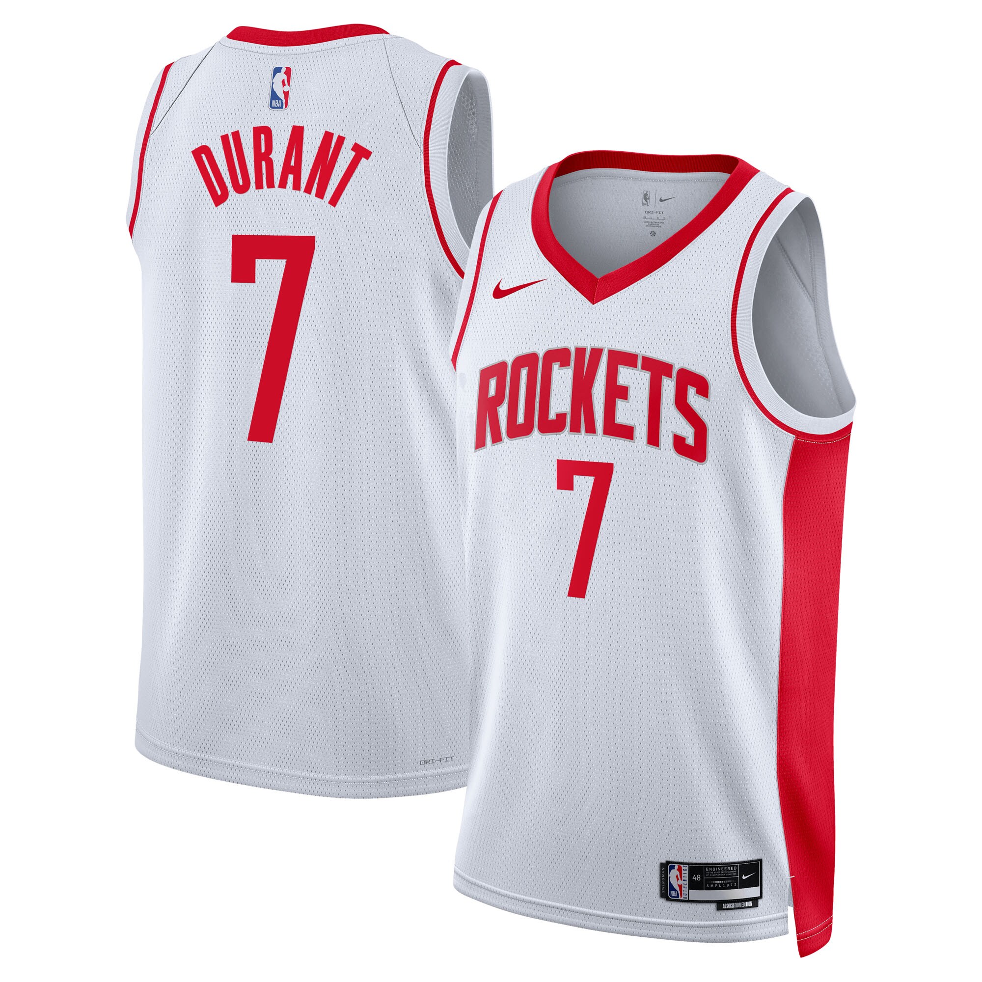 Houston Rockets Nike Association Edition Swingman Jersey - White - Kevin Durant - Unisex