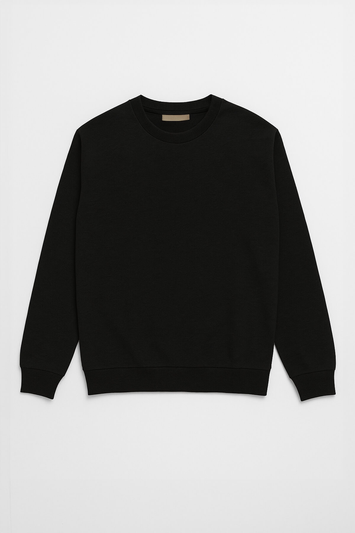 Men's Crew Neck Plain Black Sweatshirt
