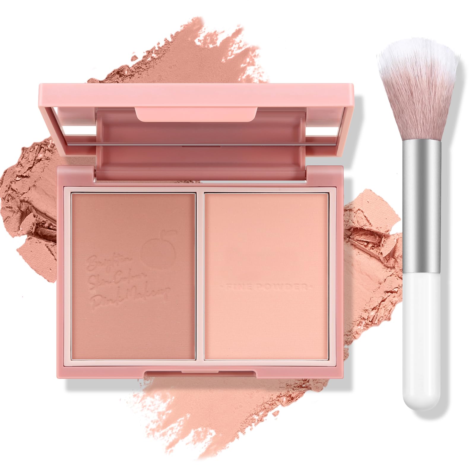 Highlighter Contour Makeup Palette Face Matte Bronzer Powder, Compact Contouring Blush for Cheeks, Natural Long Lasting with Brush