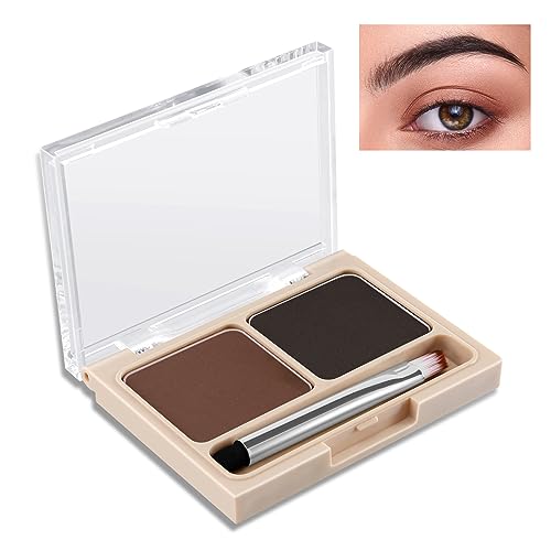2-Color Eyebrow Palette, Brow Powder Makeup for Sculpting and Defining Brow, Eye Contour Kit with Brush Applicator