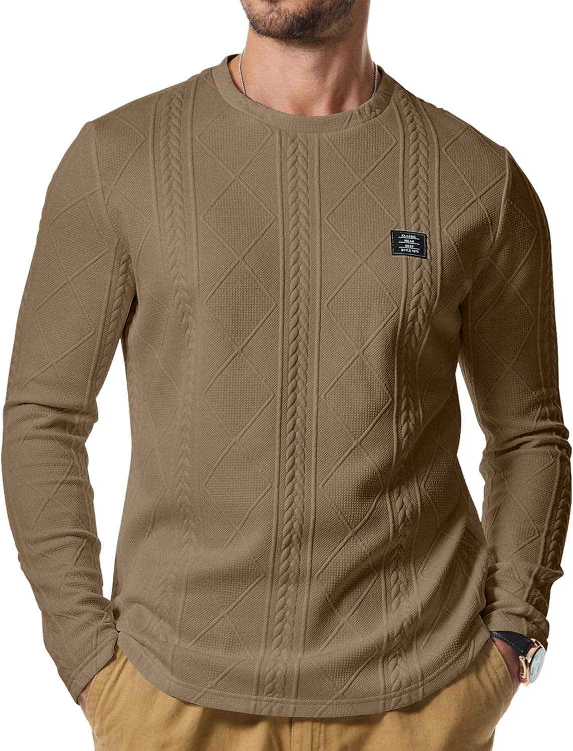 Mens Casual Long Sleeve Knit Shirts