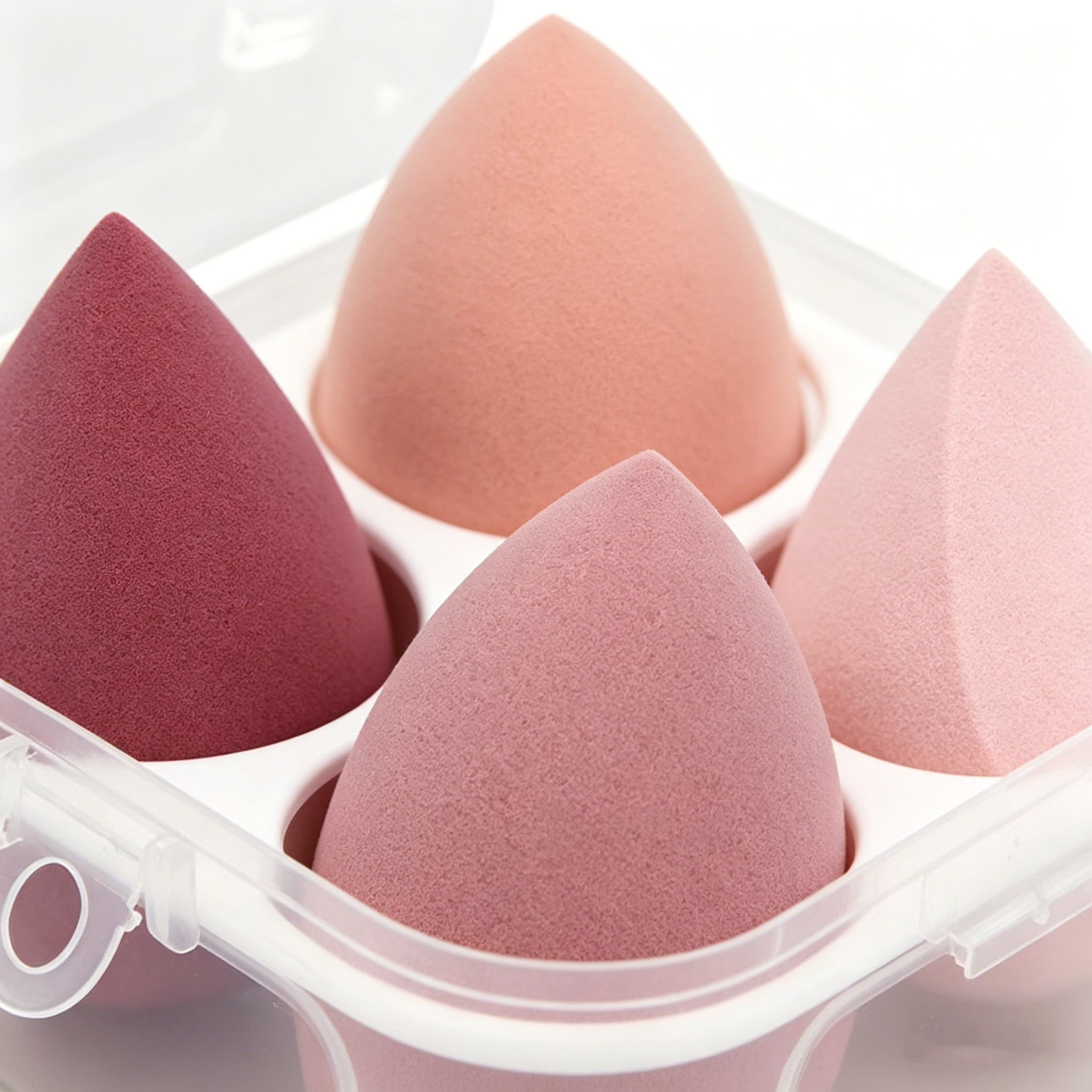 Makeup Sponges Set - Beauty sponges Blending Blenders with 1 Holder and Egg Case, Flawless for Cream, Powder and Liquid (Pink, 4Pcs+1Holder+ case)