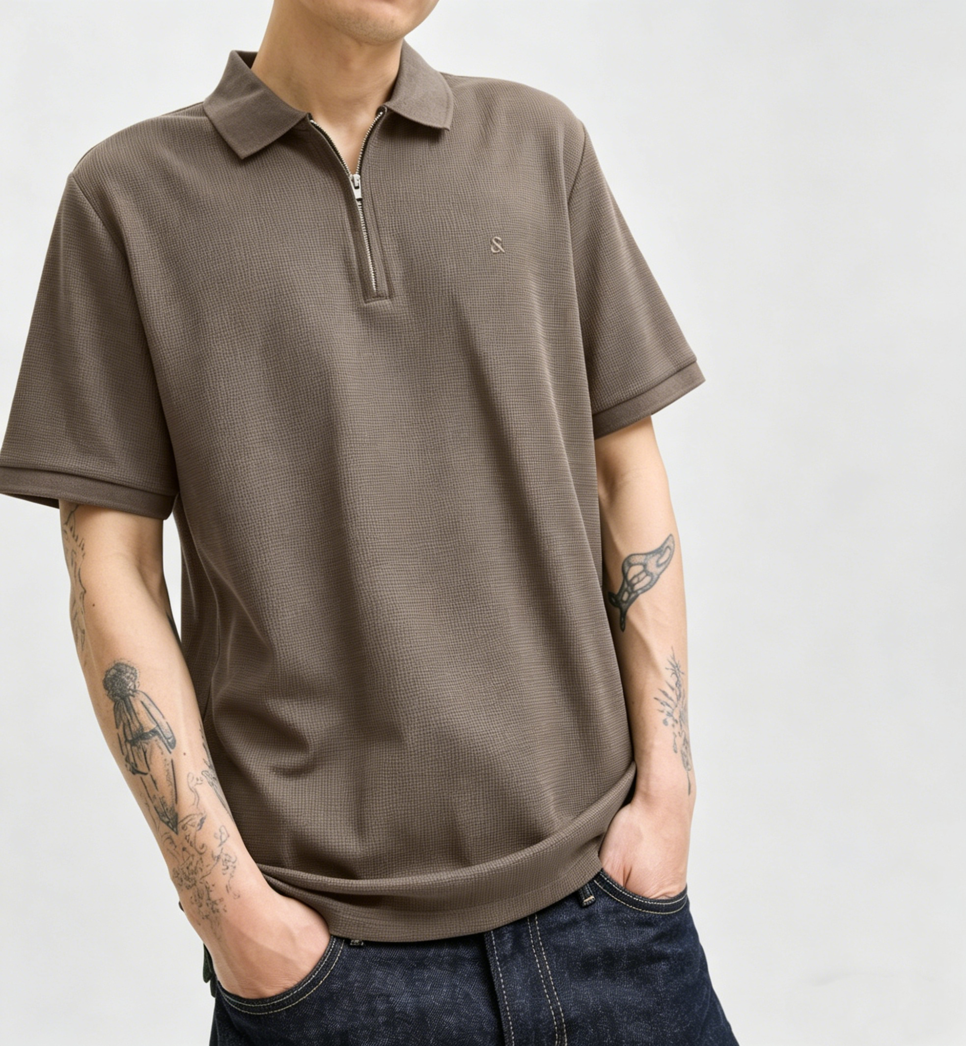 Brown men's polo shirt
