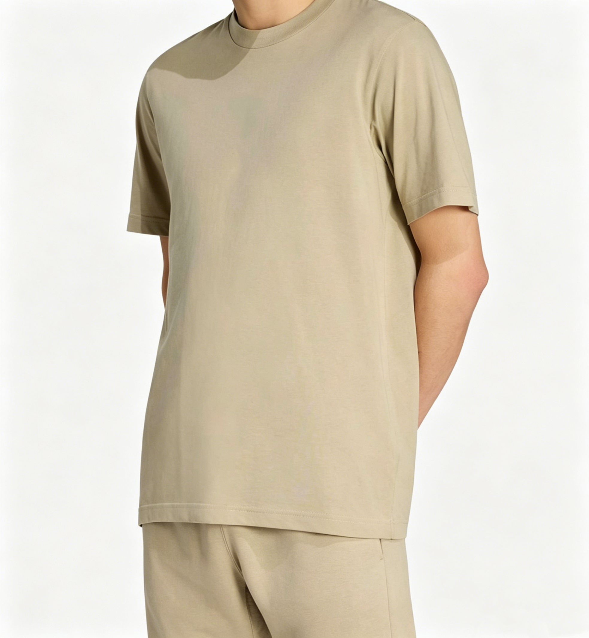 Khaki men's short-sleeved T-shirt