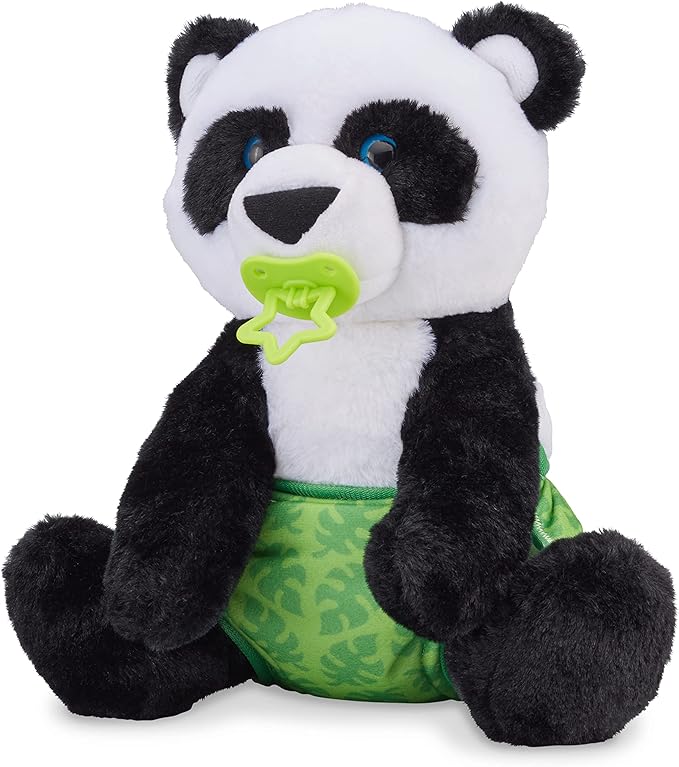 11-Inch Baby Panda Plush Stuffed Animal with Pacifier, Diaper, Baby Panda Doll With Bottle for Ages 18+ Months