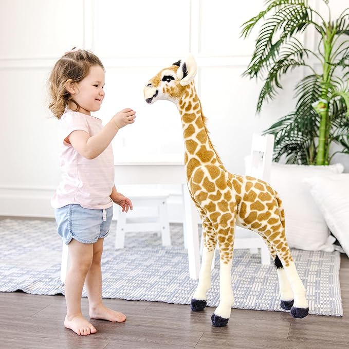 Plush - Standing Baby Giraffe, Brown and Peach